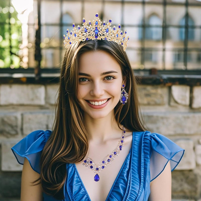 Kamirola Tiaras and Crowns for Women,Tiaras Earrings Necklace, Crystal Bridal Jewelry Set, Costume Party Halloween Prom Pageant Jewelry for Women (TR28) - Image 3